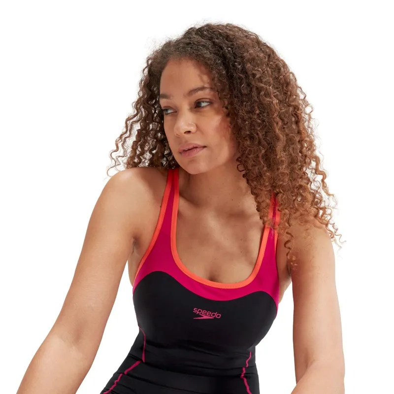 Speedo Women's Panel Legsuit Black/Electric Pink-3